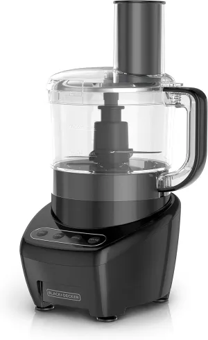 BLACK DECKER Food Processor and Vegetable Chopper, Stainless Steel Blade, 8-Cup Capacity, 450W Power with Attachments to Shred, Slice, Mince, Grind, and Puree