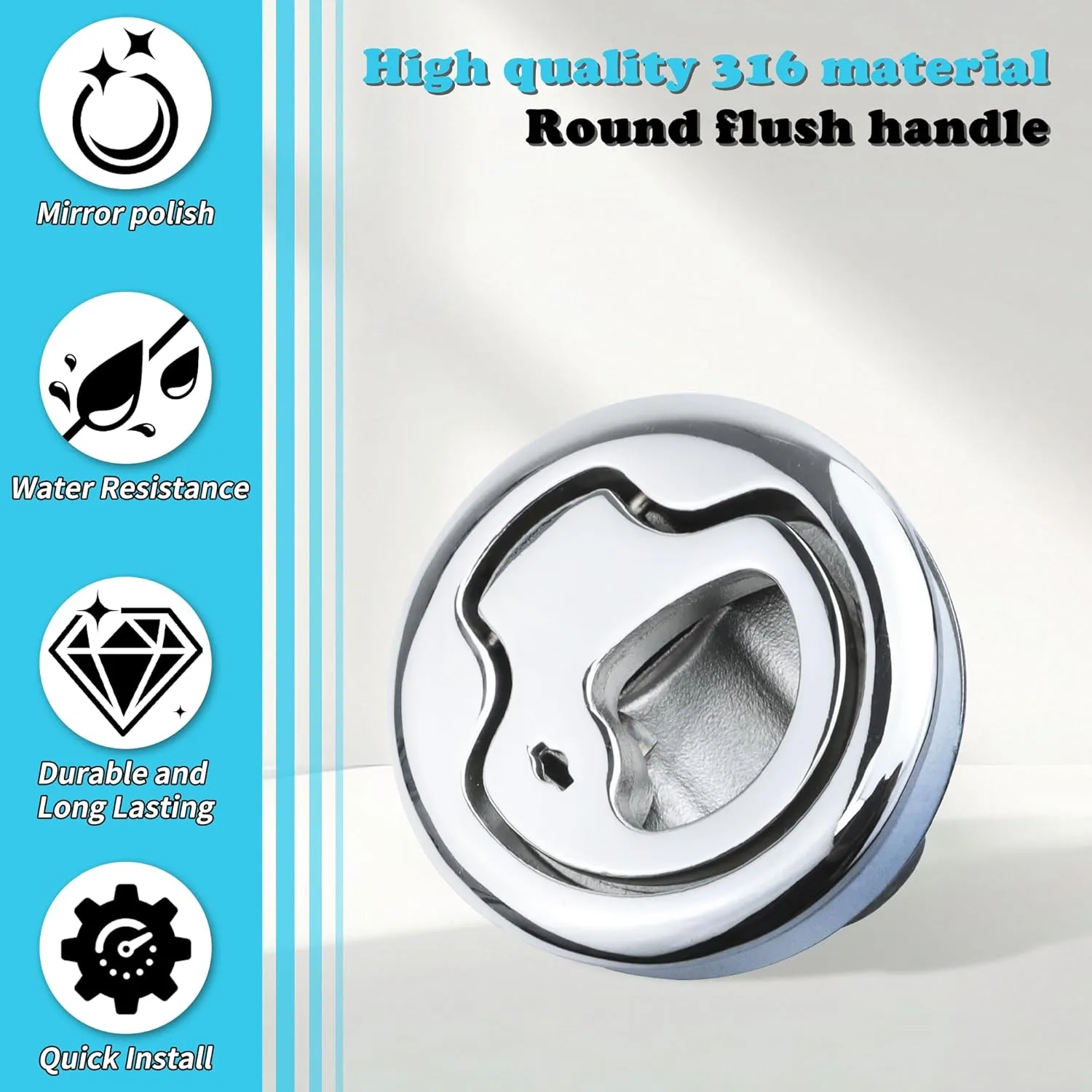 Boat Slam Latch 2" Deck Hatch Latch with Lift Handle Flush - Marine Grade 316 Stainless Steel, for RV, Boat, & Camper Trailer - Easy to Install, & Secure Locking Mechanism 1Pcs/2Pcs/Lock/Non-lock