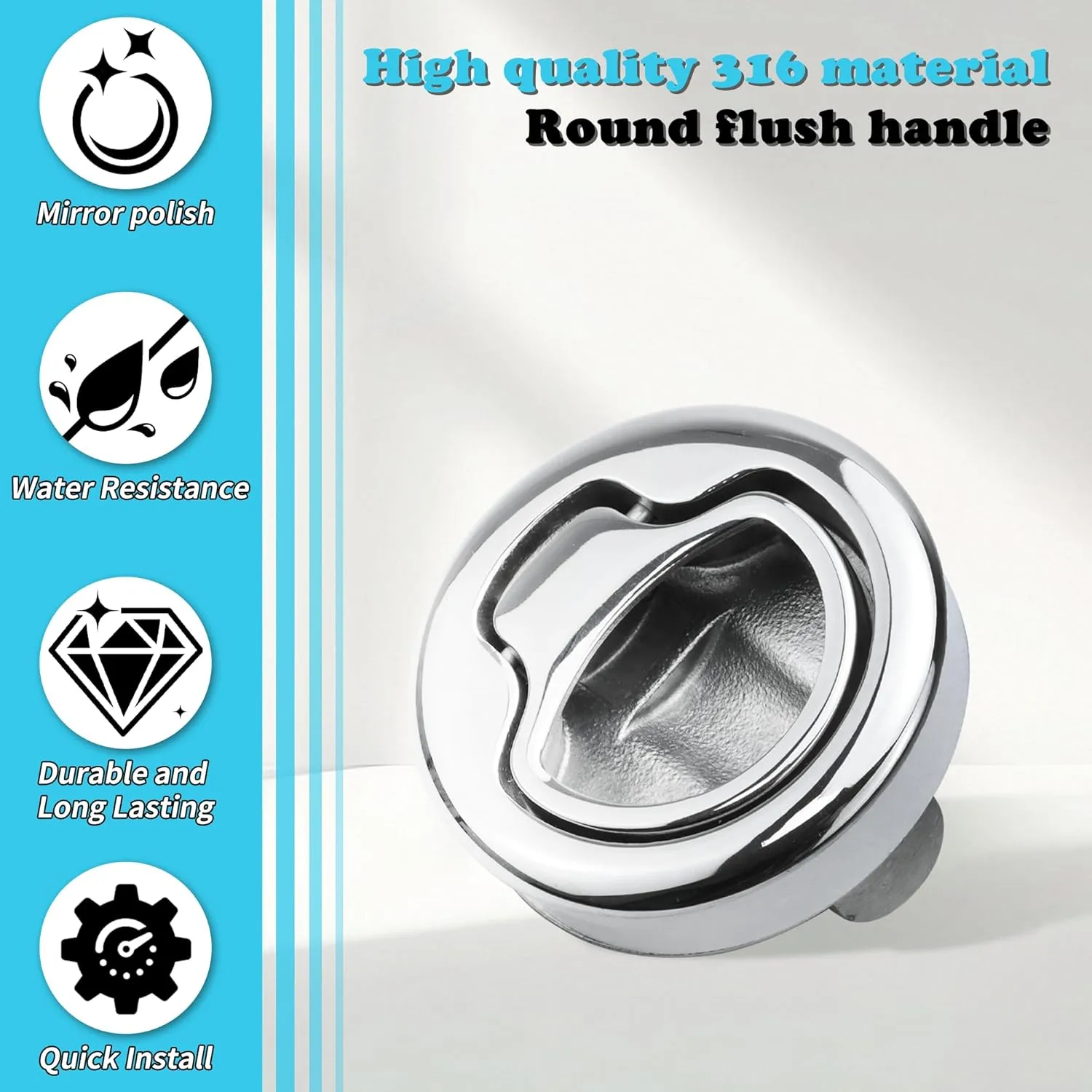 Boat Slam Latch 2" Deck Hatch Latch with Lift Handle Flush - Marine Grade 316 Stainless Steel, for RV, Boat, & Camper Trailer - Easy to Install, & Secure Locking Mechanism 1Pcs/2Pcs/Lock/Non-lock