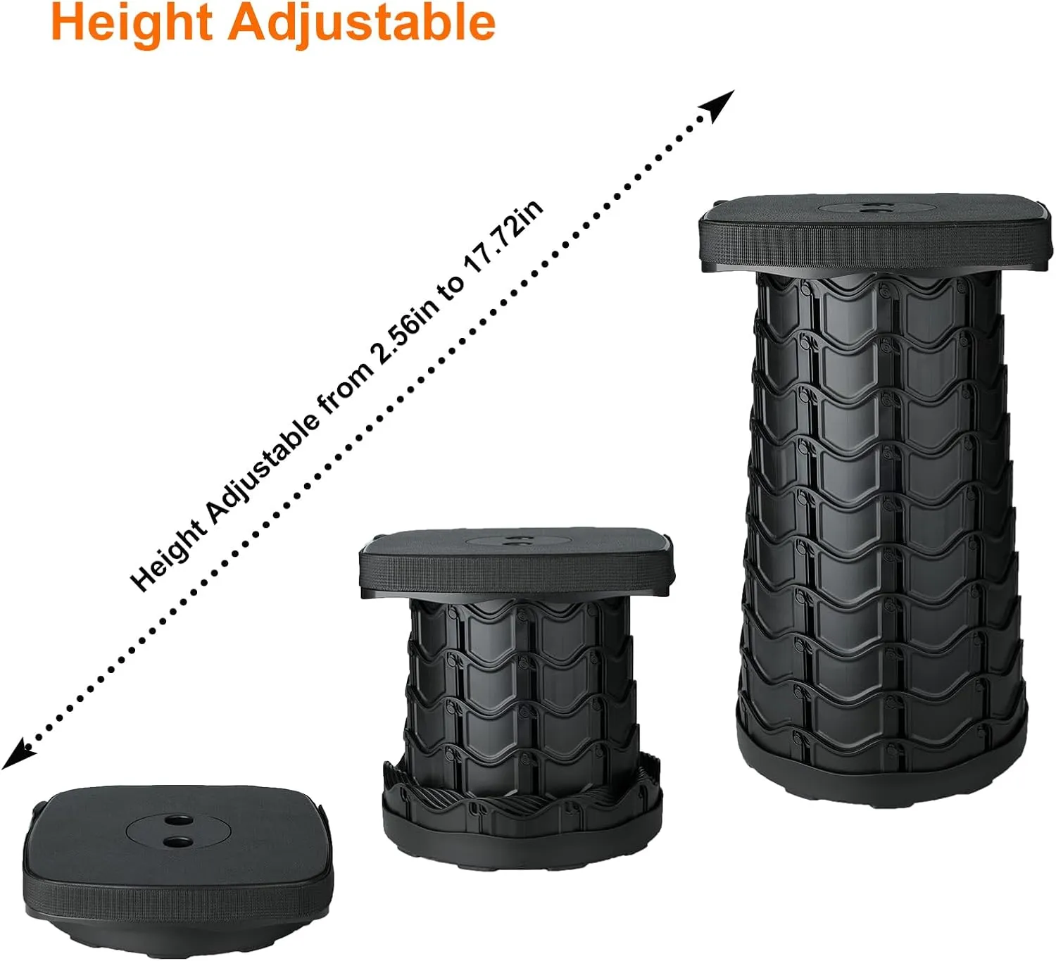 Boreeman 2-Pack Collapsible Stool, Square Shape, Lightweight Yet More Sturdy with Load Capacity 400lbs, Upgraded Portable Stool for Camping Fishing Hiking BBQ