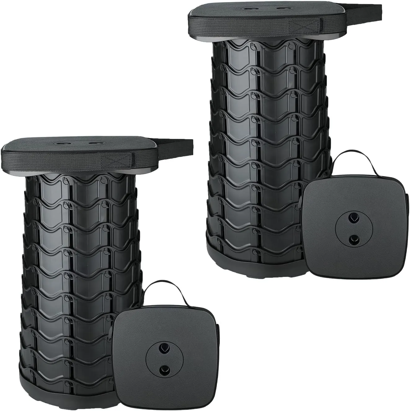 Boreeman 2-Pack Collapsible Stool, Square Shape, Lightweight Yet More Sturdy with Load Capacity 400lbs, Upgraded Portable Stool for Camping Fishing Hiking BBQ