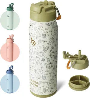 BOTTLE BOTTLE 24oz Insulated Water Bottle Stainless Steel Sport Water Bottle with Straw and Adjustable Lid Daily Pill Organizer