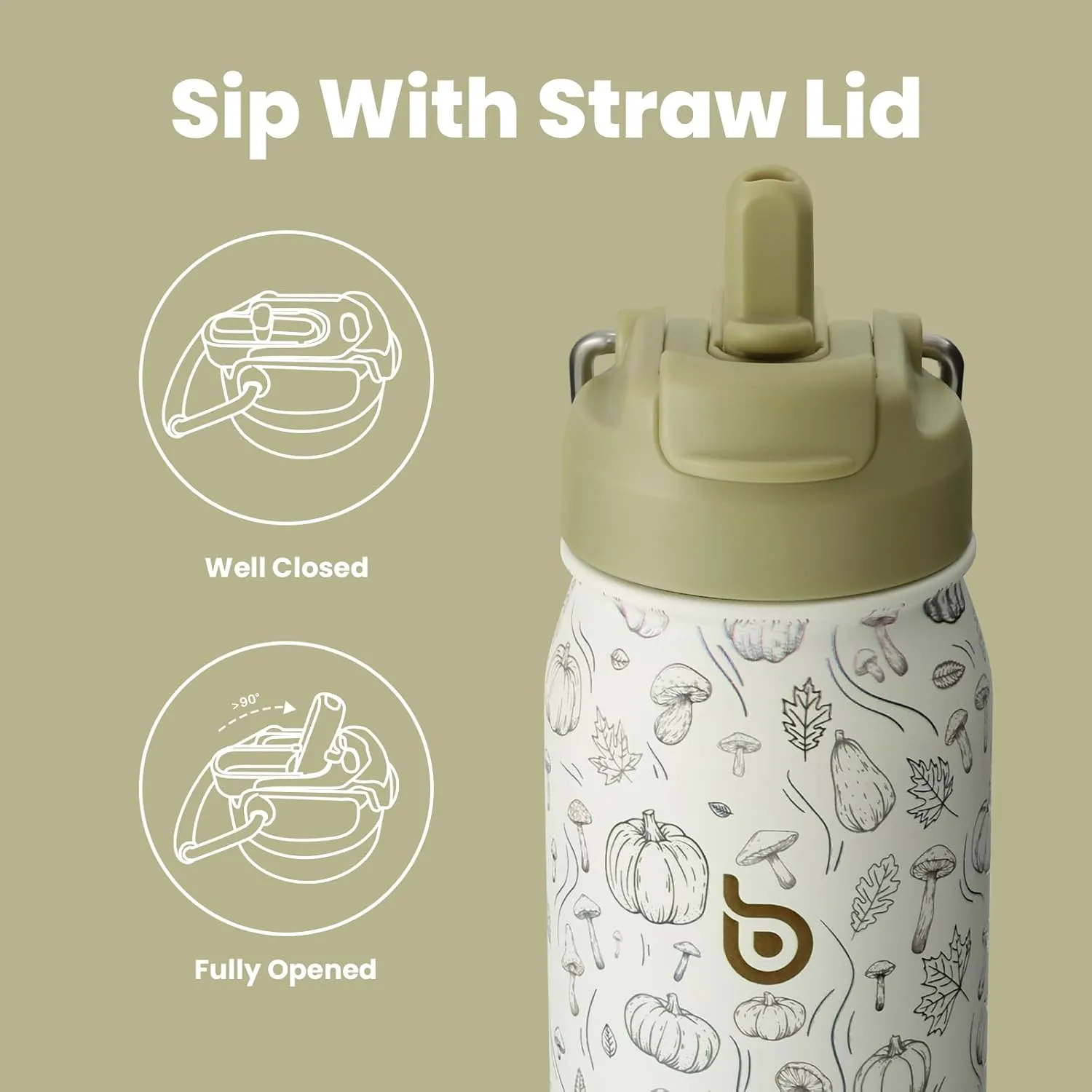 BOTTLE BOTTLE 24oz Insulated Water Bottle Stainless Steel Sport Water Bottle with Straw and Adjustable Lid Daily Pill Organizer