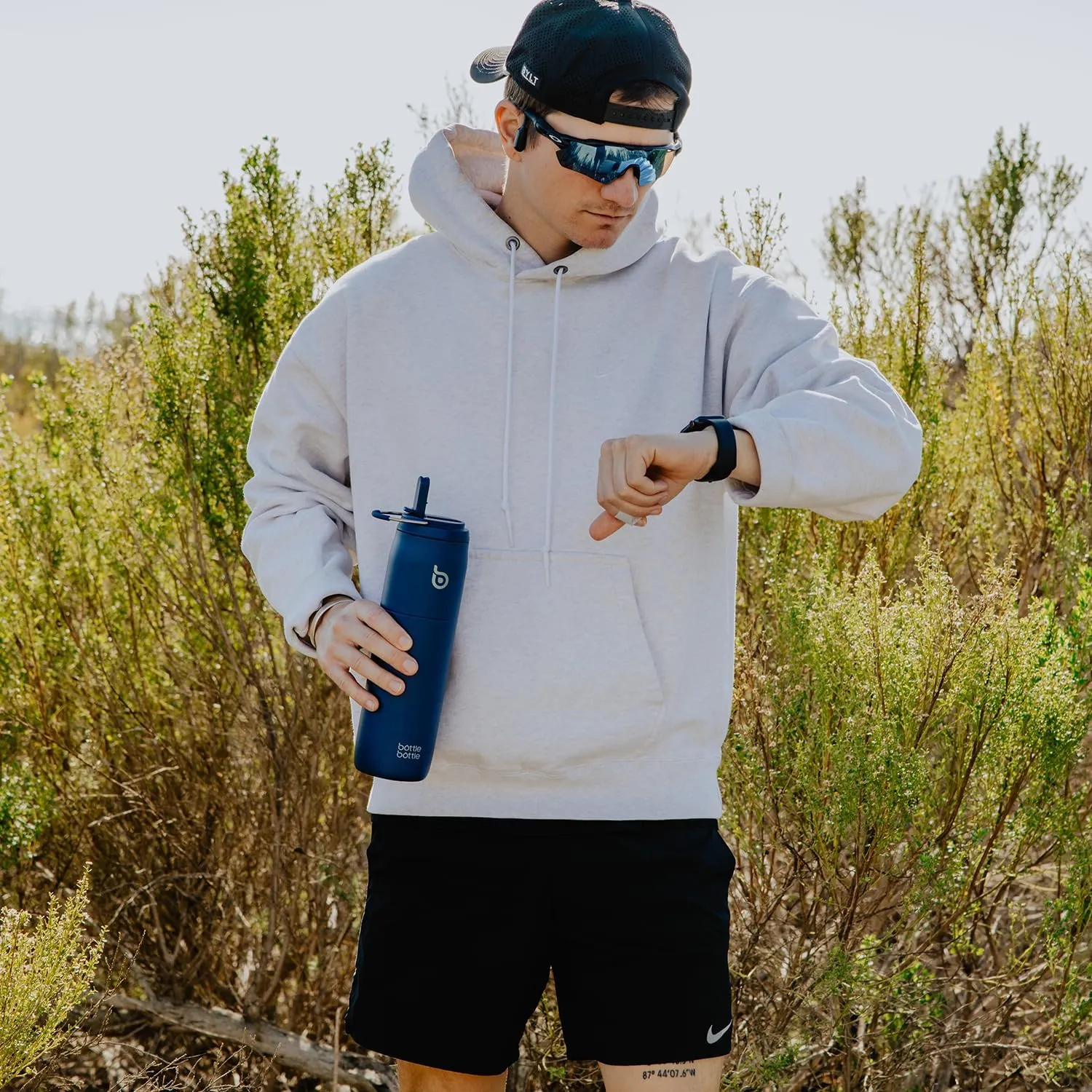 BOTTLE BOTTLE Stainless Steel Water Bottle with Straw and Lid 32 oz Vacuum Insulated Cup Stay Cold for 24 Hrs Hot for 12 Hrs, Leak-Proof Wide Mouth Water Bottles for Men,indigo blue