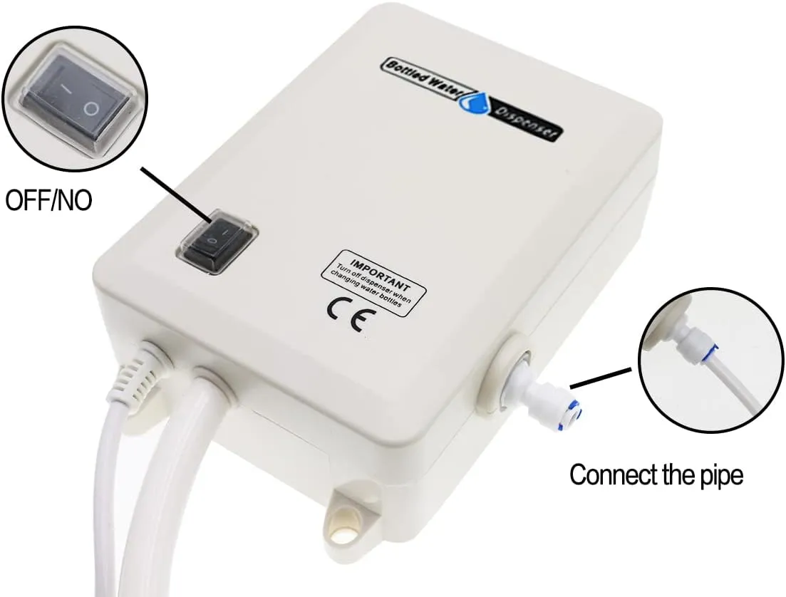 Bottled Drinking Water Pump System Single-Tube Power 25W, Bottled Water Dispensing 2L Flow Electric Water Pump for 5 Gallon Bottle Water for Coffee,Refrigerators,Ice Maker,Faucet