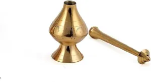 Brass Rose Water Sprinkler Bottle for Pooja, Holy Water and Perfume Dispenser, Temple Prayer Accessory
