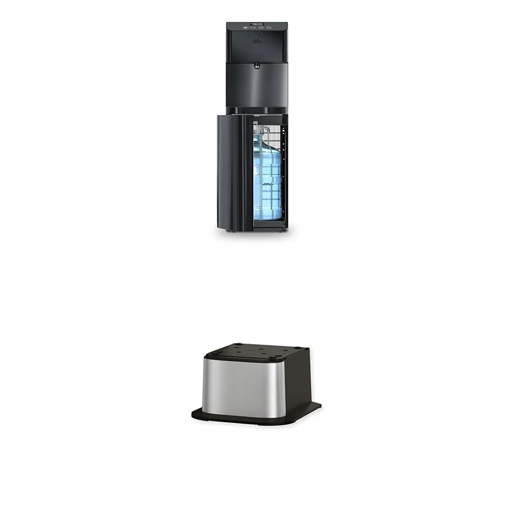 Brio CLBL720SCBLK Moderna Self Cleaning Bottom Load Hot, Cold & Room Water Cooler Bundled with Water Cooler Dispenser Base for Brio Water Cooler