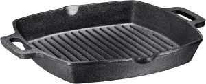 Bruntmor 13-Inch Cast Iron Grill Pan Pre-Seasoned Cast Iron Pan for Stovetop and Outdoor Use - Induction Compatible Griddle Cookware with Ridges for Steak, Meats, and Vegetables