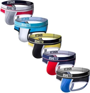BSHETR Men's Jockstraps Athletic Supporters 5-Pack Ultra Soft Daily Sports Underwear