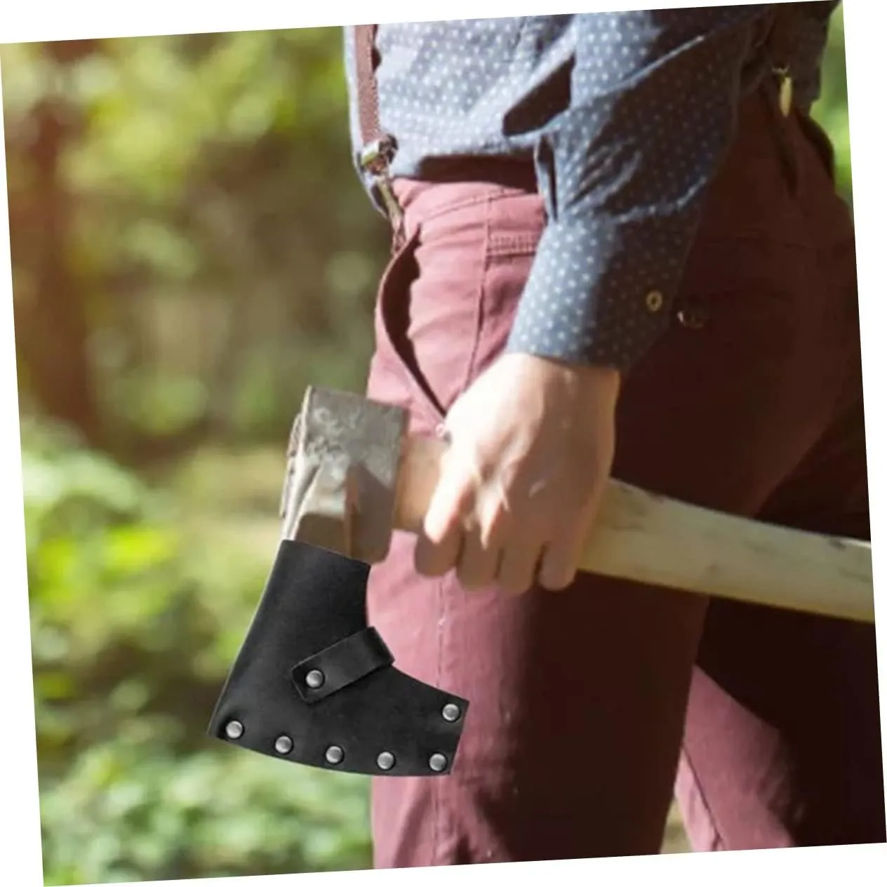 Cabilock Pcs Leather Axe Sheath Hatchet Protective Cover Pouch Portable Sturdy for Camping Hiking and Outdoor Adventures