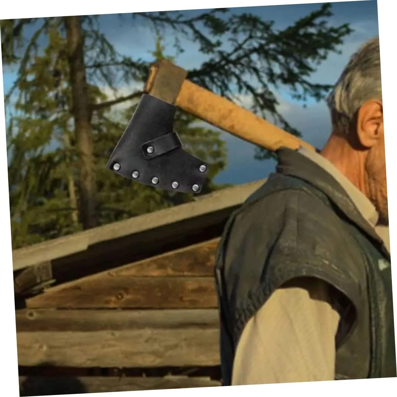 Cabilock Pcs Leather Axe Sheath Hatchet Protective Cover Pouch Portable Sturdy for Camping Hiking and Outdoor Adventures