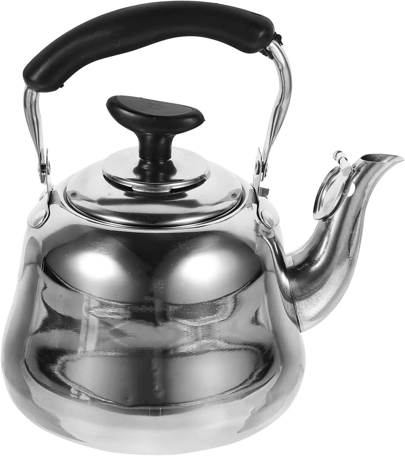 Cabilock Stovetop Whistling Tea Kettle, Stove Top Teapot Kettles, Stainless Steel Teapot with Heat-Resistant Handle for Electric Gas Stoves, 1L Silver