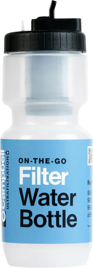 Campbell Ultrafiltration  Water Filter Bottle - 16 fl. oz., Purification On the Go, Reusable, BPA-Free, Dishwasher Safe, Assembled in USA - Essential for Clean Hydration Anywhere