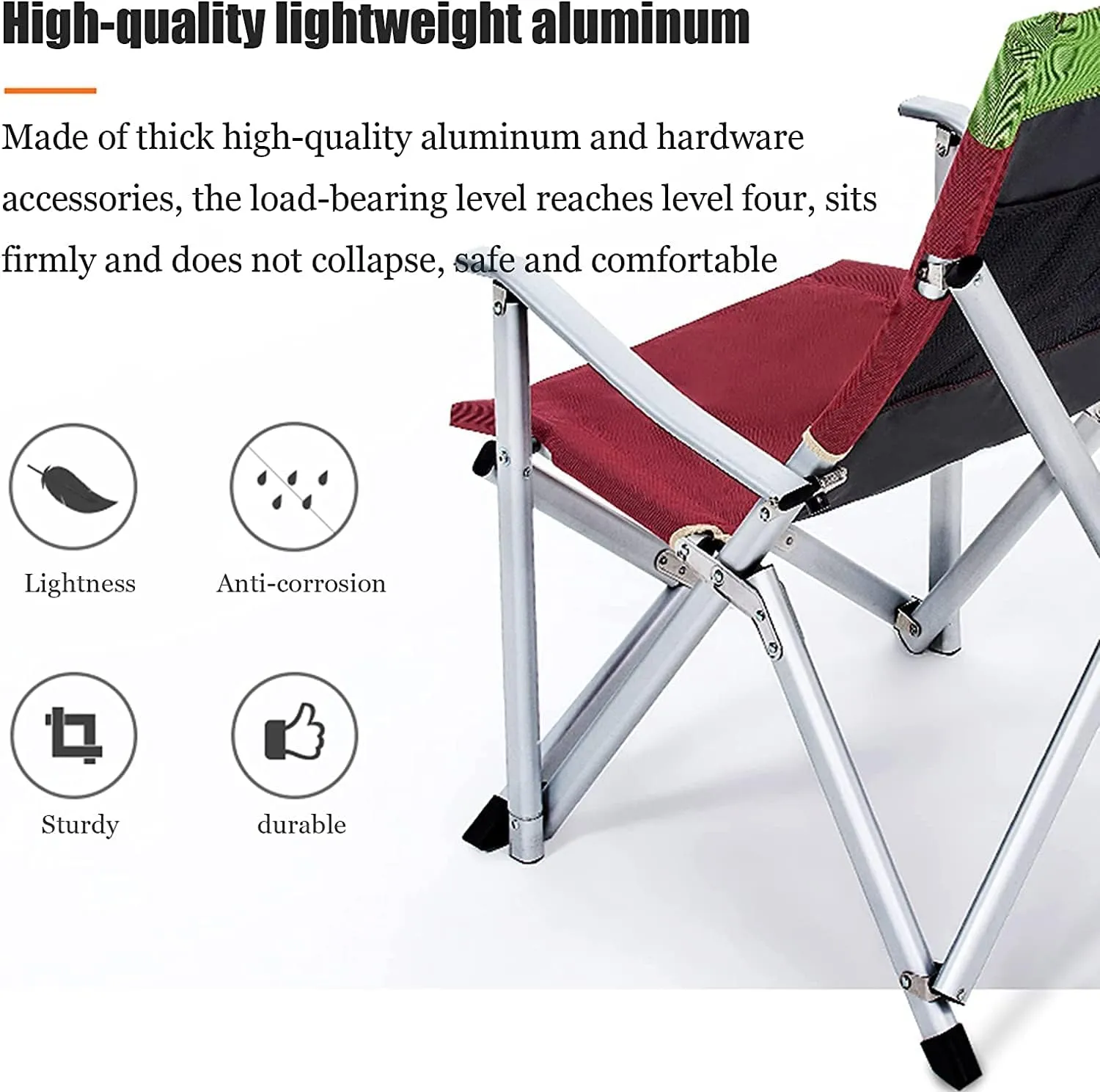 Camping Chair Fishing Chair with Foldable Backrest, Camping Ultralight Aluminum Tube Seat Stool Backpack Chair with Handrail Folding Chair (Color : Grün) (Grün One Size)