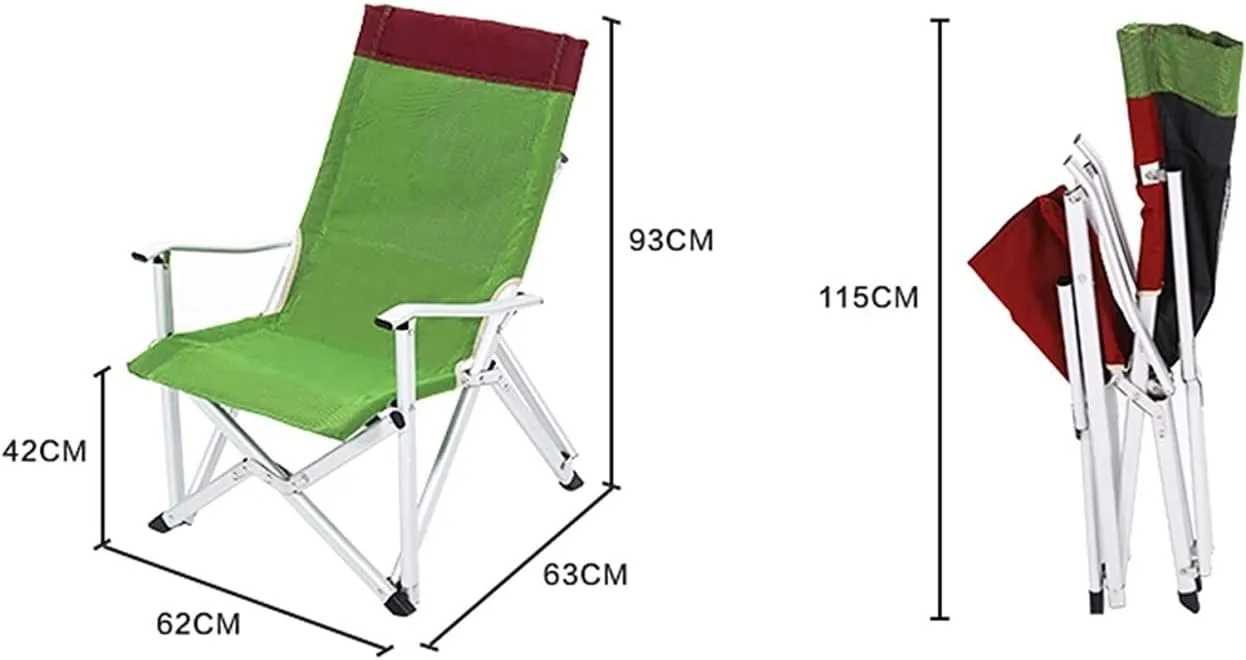 Camping Chair Fishing Chair with Foldable Backrest, Camping Ultralight Aluminum Tube Seat Stool Backpack Chair with Handrail Folding Chair (Color : Grün) (Grün One Size)