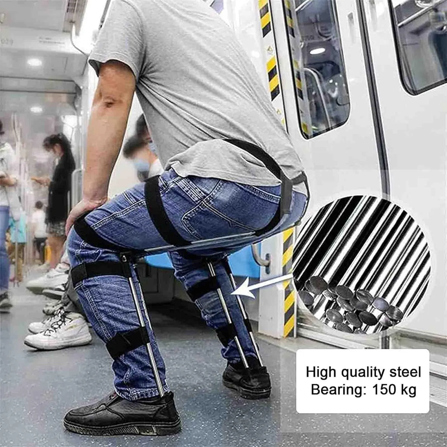 Camping Folding Stool 330lbs Invisible Seat Leg Brace Magic Stool, Portable Chairless Chair for Fishing, Lightweight 5lbs Wearable Seat