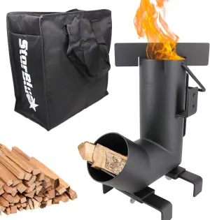 Camping Rocket Stove by StarBlue with FREE Carrying Bag - A Portable Wood Burning Camping Stove with Large Chamber Best for Outdoor Cooking, Camping, Picnic, BBQ, Hunting, Fishing
