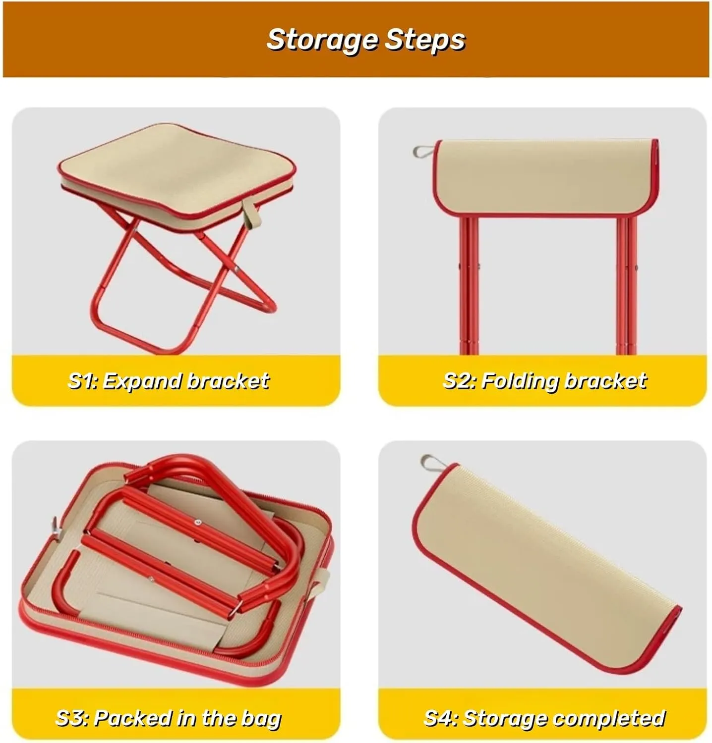 Camping Stool Collapsible Stool with Storage Bag Portable Chairs for Adults Lightweight Camping Foot Rest Loads Up to 330lb for Travel Fishing Picnic (1, Black)