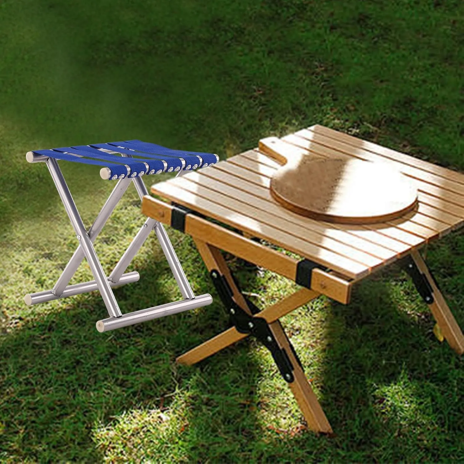 Camping Stool, Folding Samll Chair Portable Camp Stool for Camping Fishing Hiking Gardening and Beach, Camping Seat (Blue)