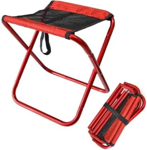 Camping Stool, Outdoor Folding Chairs Light Fishing Lure Camping Barbecue Lined Up Sketch Breathable Mesh Folding Stool with Bag