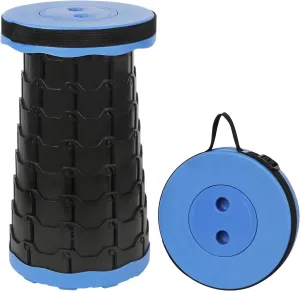Camping Stool Portable Collapsible Stool Retractable Stool Folding Chair Outdoor Telescopic Stool Capacity 400lb Lightweight for Fishing Hiking Trips BBQ Stool Blue, Medium