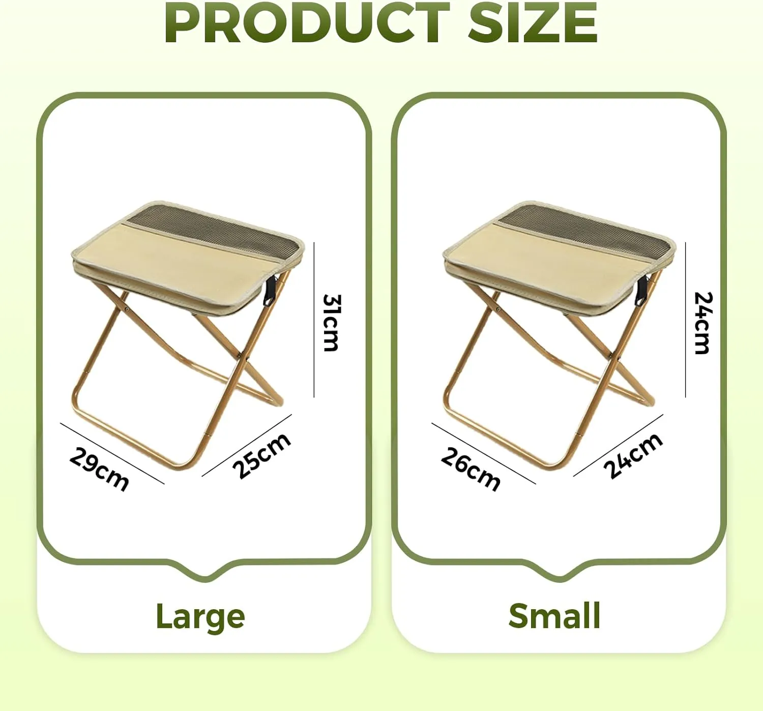 Camping Stool Portable Folding Camping Stool for Camping, Fishing, Hiking, Gardening and Beach, Camping Seat, with Crossbody Strap (Khaki, X)