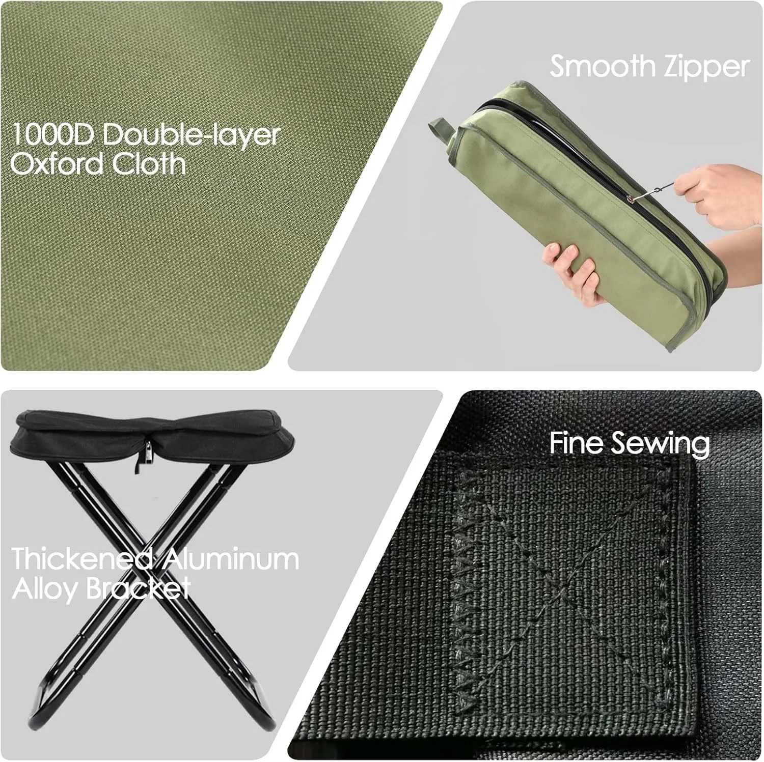 Camping Stool, Portable Folding Stool, Aluminum Ultralight Backpacking Stool Suitable for Outdoor Gardening and Beach Hiking Fishing (Green, 16 High)