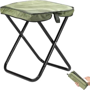 Camping Stool, Portable Folding Stool, Aluminum Ultralight Backpacking Stool Suitable for Outdoor Gardening and Beach Hiking Fishing (Green, 16 High)