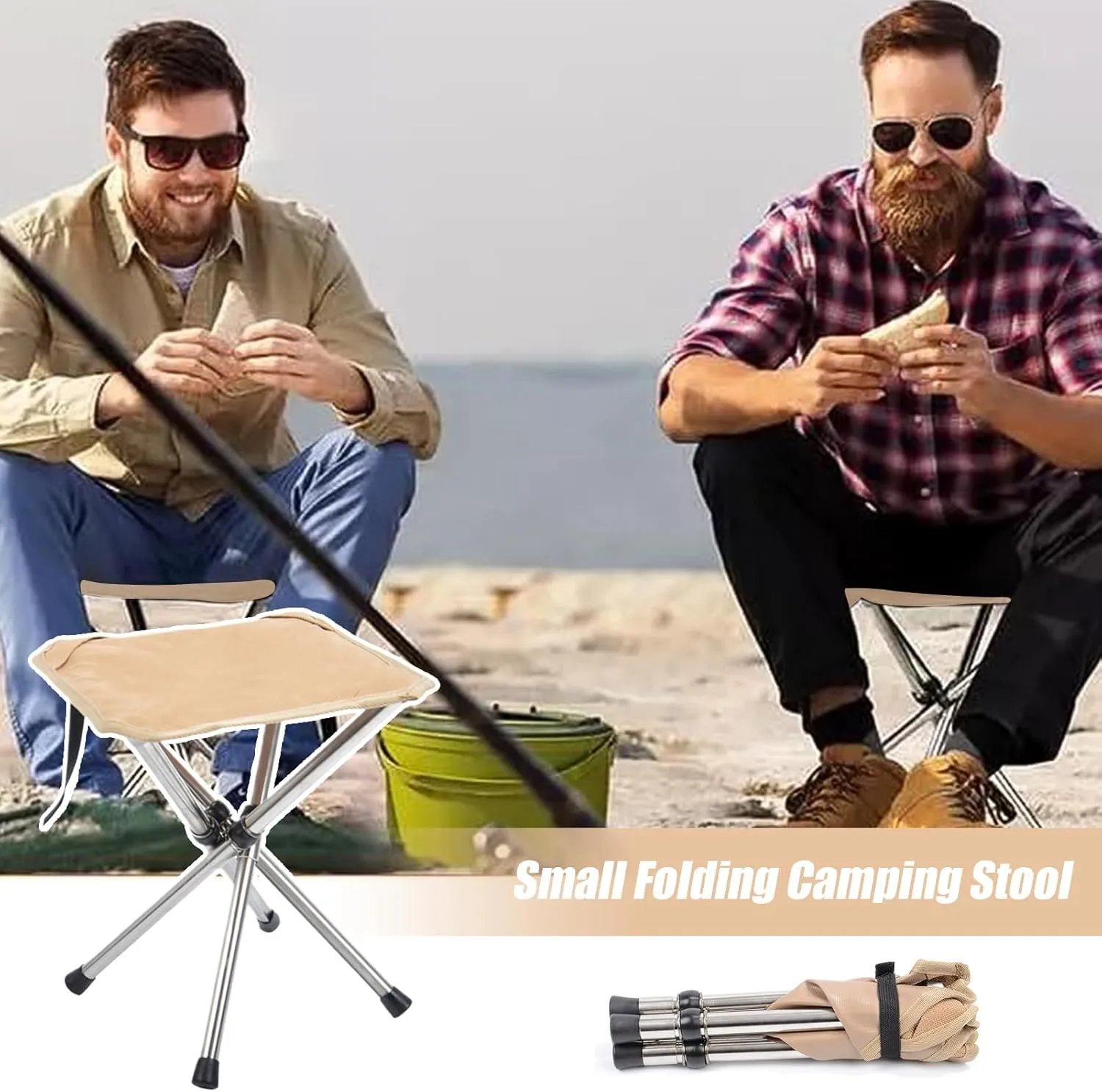 Camping Stool Portable - Mountaineering and Hiking Portable Stool, Folding CampStool Pocket Chair, Ultra-Light FoldingStool – Supports Up to 265 lbs, for Camp, Beach, Fishing