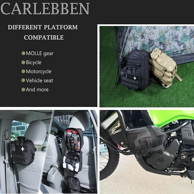 Carlebben Rip-Away EMT Pouch Molle Pouch Ifak Pouch Medical First Aid Kit Utility Pouch 1000D Nylon (with Medical Supplies)