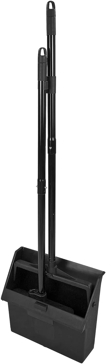 Carlisle FoodService Products Duo-Pan Upright Dust Pan and Broom Broom Set with Clip for Floor Cleaning, Restaurants, Office, And Janitorial Use, Plastic, 36 Inches, Black