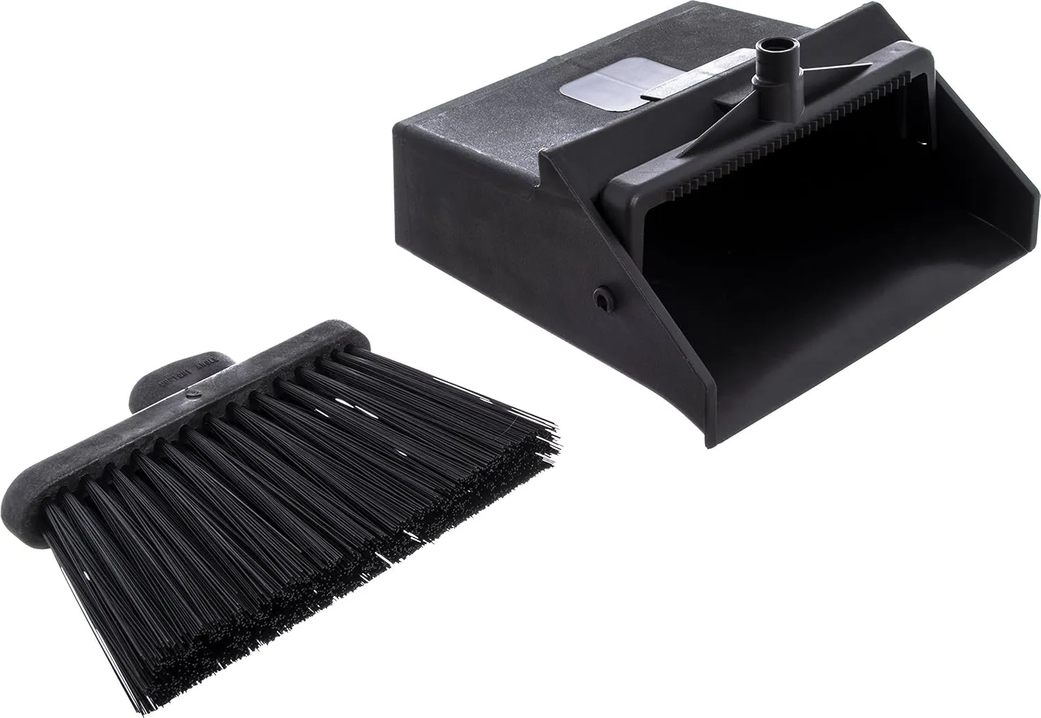 Carlisle FoodService Products Duo-Pan Upright Dust Pan and Broom Broom Set with Clip for Floor Cleaning, Restaurants, Office, And Janitorial Use, Plastic, 36 Inches, Black