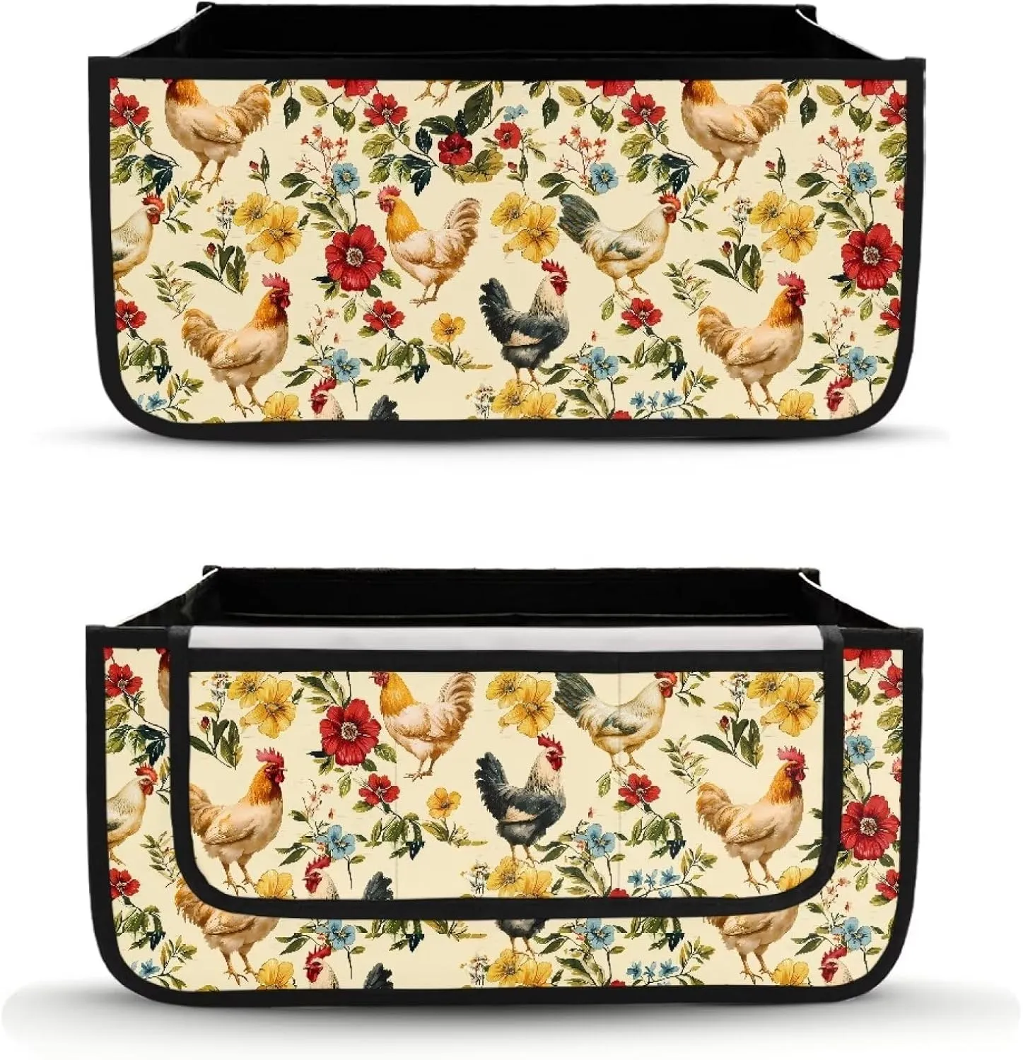 Chicken Floral Hand-Free Carry Storage Bag for Universal Walkers Folding Walker Accessories Bag Mobility Aid Accessory Pouch for Elderly Senior