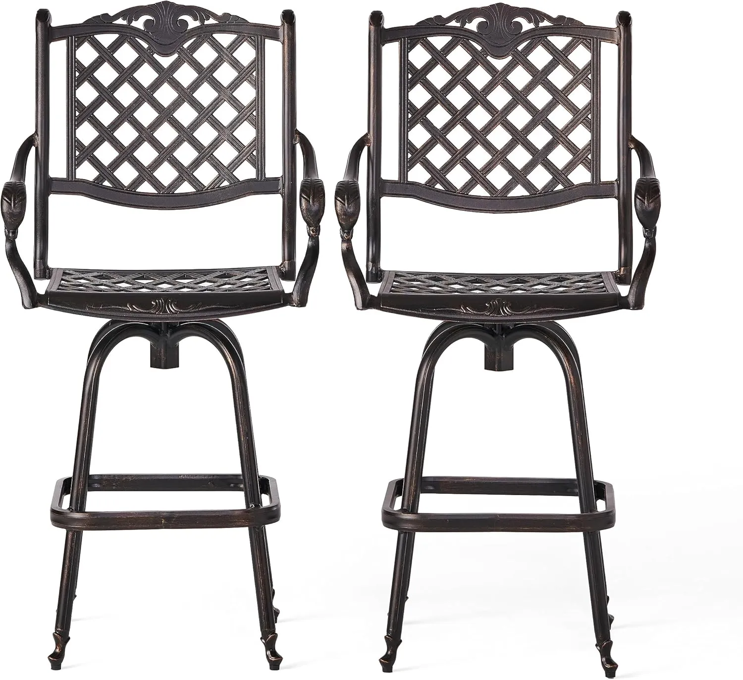 Christopher Knight Home Avon Outdoor Cast Aluminum Bar Stools, 2-Pcs Set, Shiny Copper