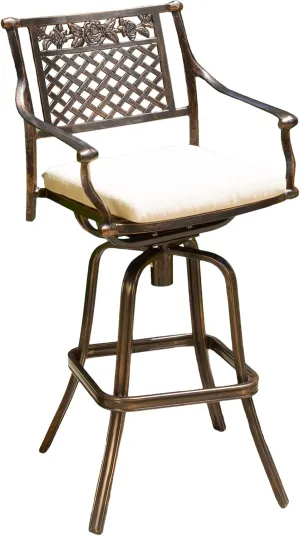 Christopher Knight Home Sebastian Cast Aluminum Barstool with Cushion, Copper