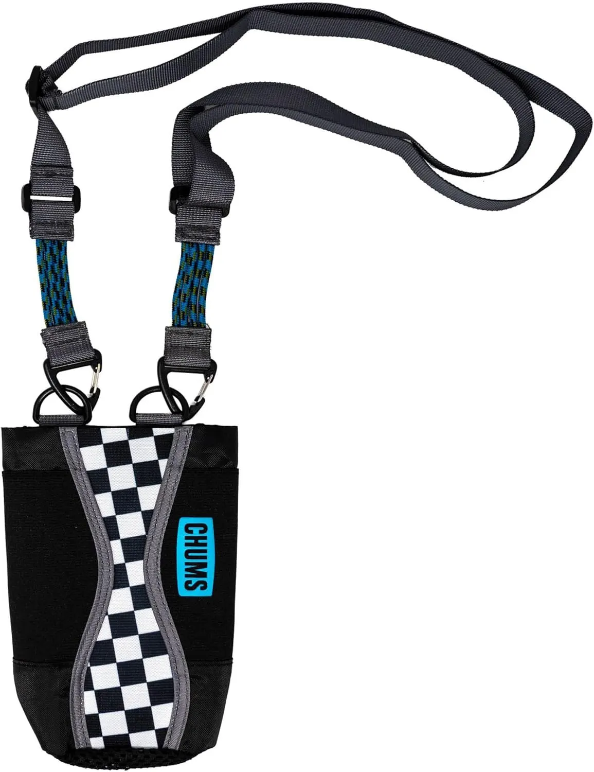 Chums Fjord Bottle Elastic Sling Bag – Adjustable Nylon and Polyester Tactical Tote for Water Bottles and Flasks (Checkers)