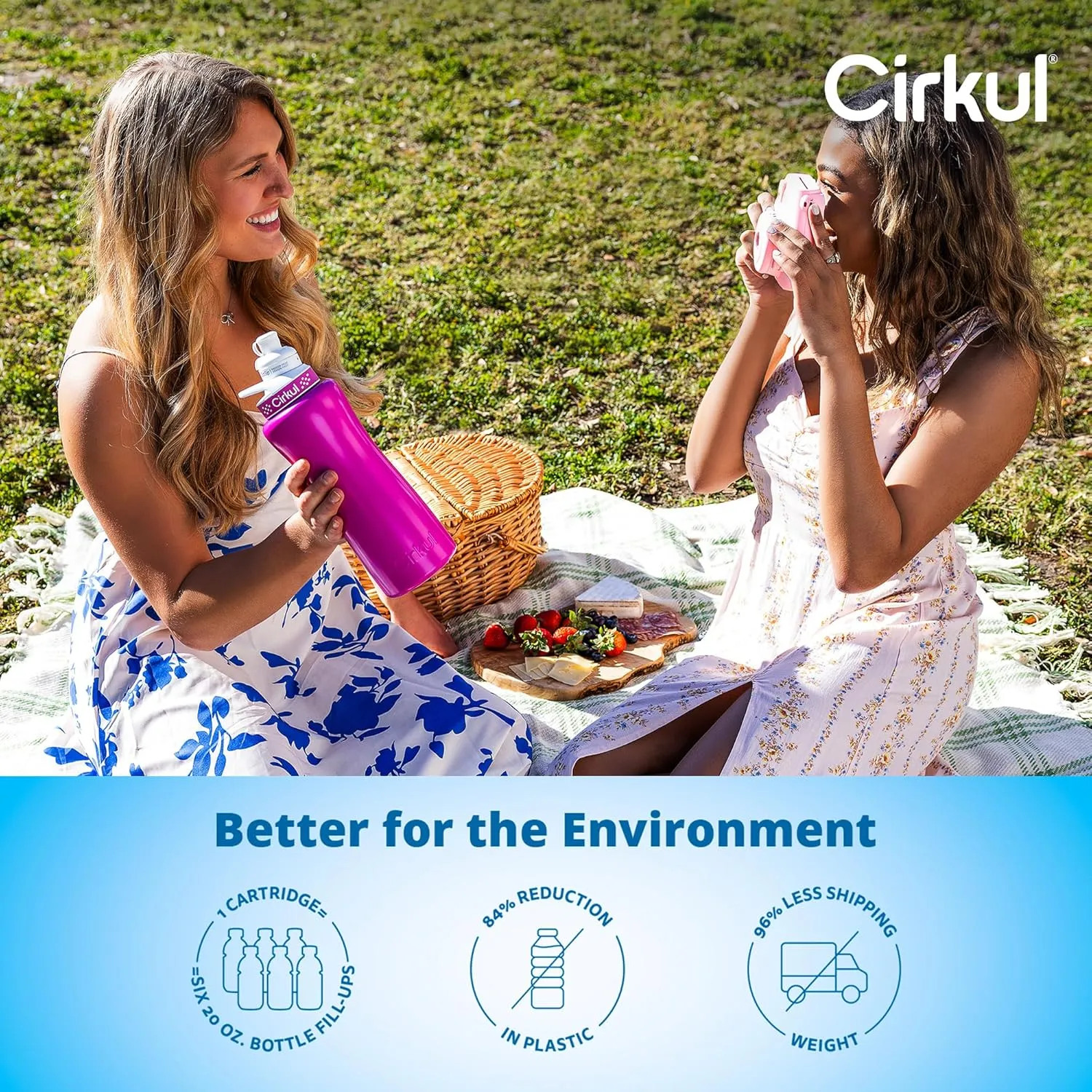 Cirkul 32oz. Hot Pink Stainless Steel Water Bottle Starter Kit with Pink Lid and 2 Flavor Cartridges (1 LifeSip Strawberry, 1 GoSip Passion Fruit Dragon Fruit) Zero Calories and No Sugar