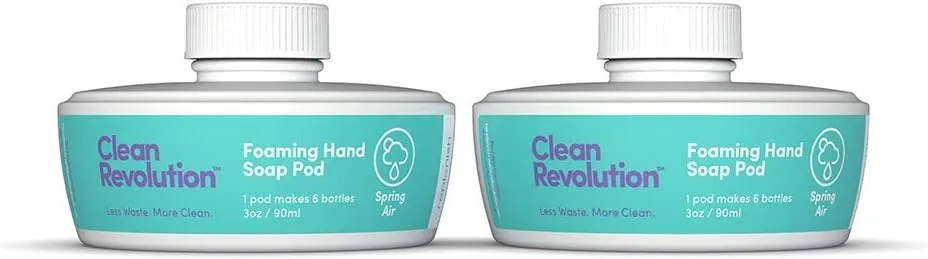 Clean Revolution- Two Foaming Hand Soap Refill Pods, Spring Air Scent, Non-Toxic, Biodegradable, Eco-Friendly Soap, 3 Ounce (Pack of 2)