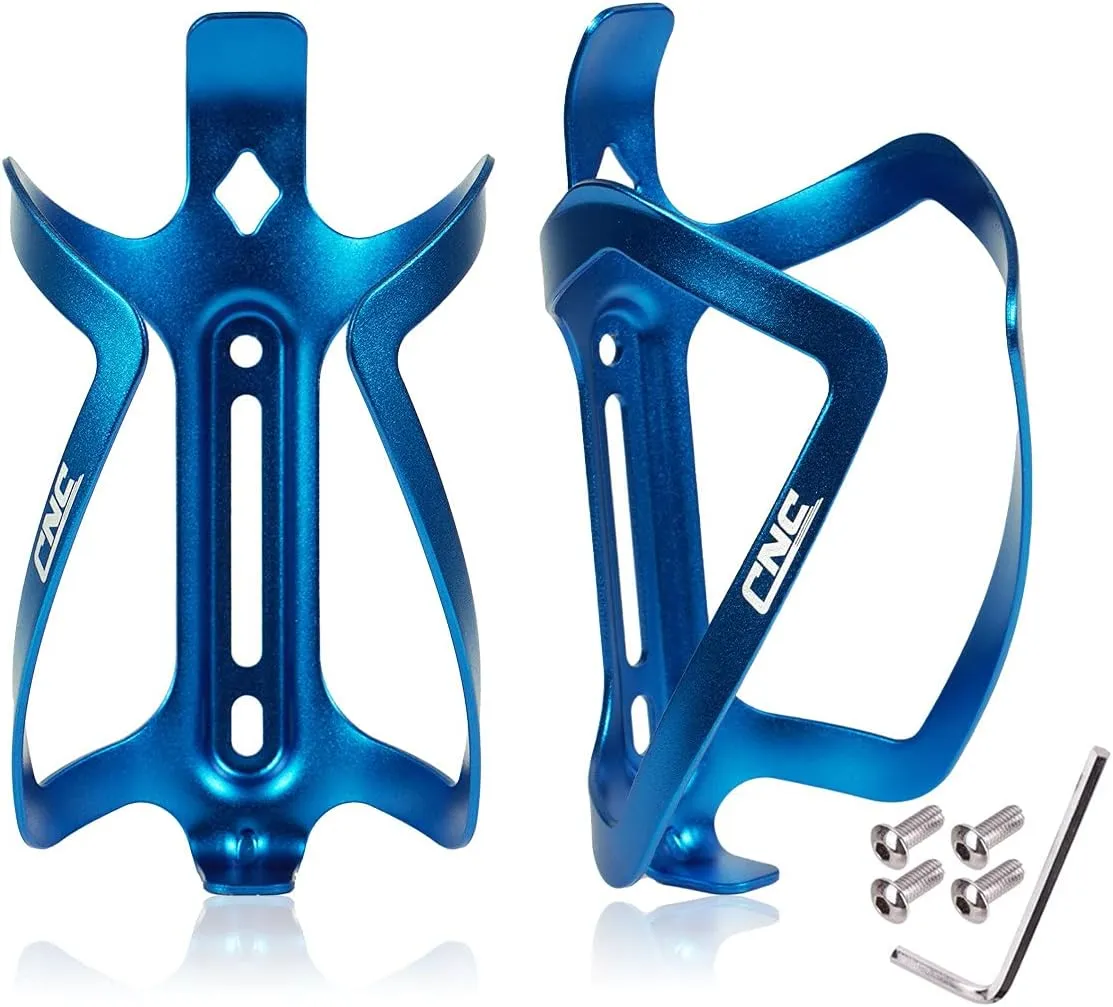 CNC Bike Water Bottle Holder, Bike Water Bottle Cage for Road Bike/Mountain Bike，2-Pack，Blue