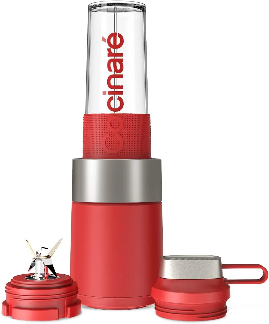 Cocinare 1100W Personal Blender for Shakes & Smoothies, Portable with 6 Titanium Blades, 16 Oz To-Go Sports Bottle, 500  Online Recipes, Ideal for Kitchen, Frozen Fruit, Ice, Nuts (Red)