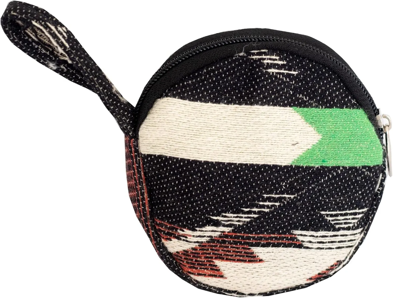 Coin Purse For Women Handmade Hemp Coin Pouch Eco-friendly Hippie Boho Wallet Earphone holder (Black Cream White Mix)