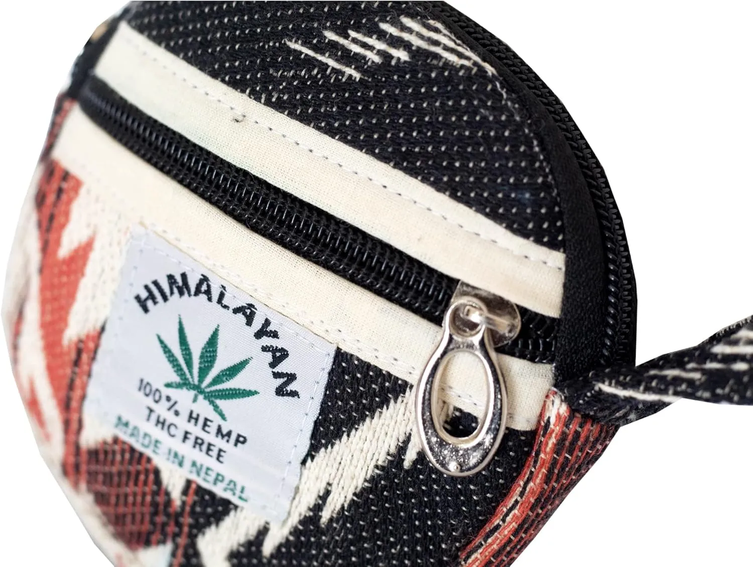 Coin Purse For Women Handmade Hemp Coin Pouch Eco-friendly Hippie Boho Wallet Earphone holder (Black Cream White Mix)