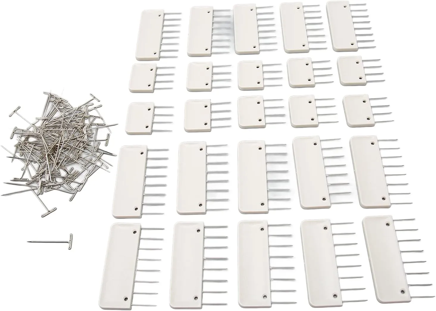 Combined Tricker Blocker Convenient Knitting Pin Kit Block for Crochet Embroidery Designs, Suitable for Knittingmothersfriends, Plastic Materialstainless Steel, 15pcs 8 Pins/10pcs 4 Blocking Combs,