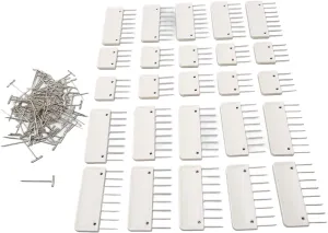 Combined Tricker Blocker Convenient Knitting Pin Kit Block for Crochet Embroidery Designs, Suitable for Knittingmothersfriends, Plastic Materialstainless Steel, 15pcs 8 Pins/10pcs 4 Blocking Combs,