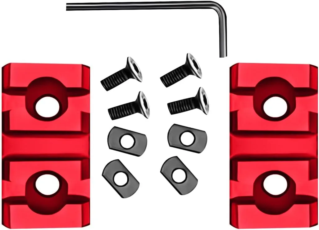 Combo of 4-45 Degree Offset Mount, 5 Slot, 3 Slot Rail with Quick Detach QD S l i n g S w i v e l Mount Kit-Push Button in Durable Material in red