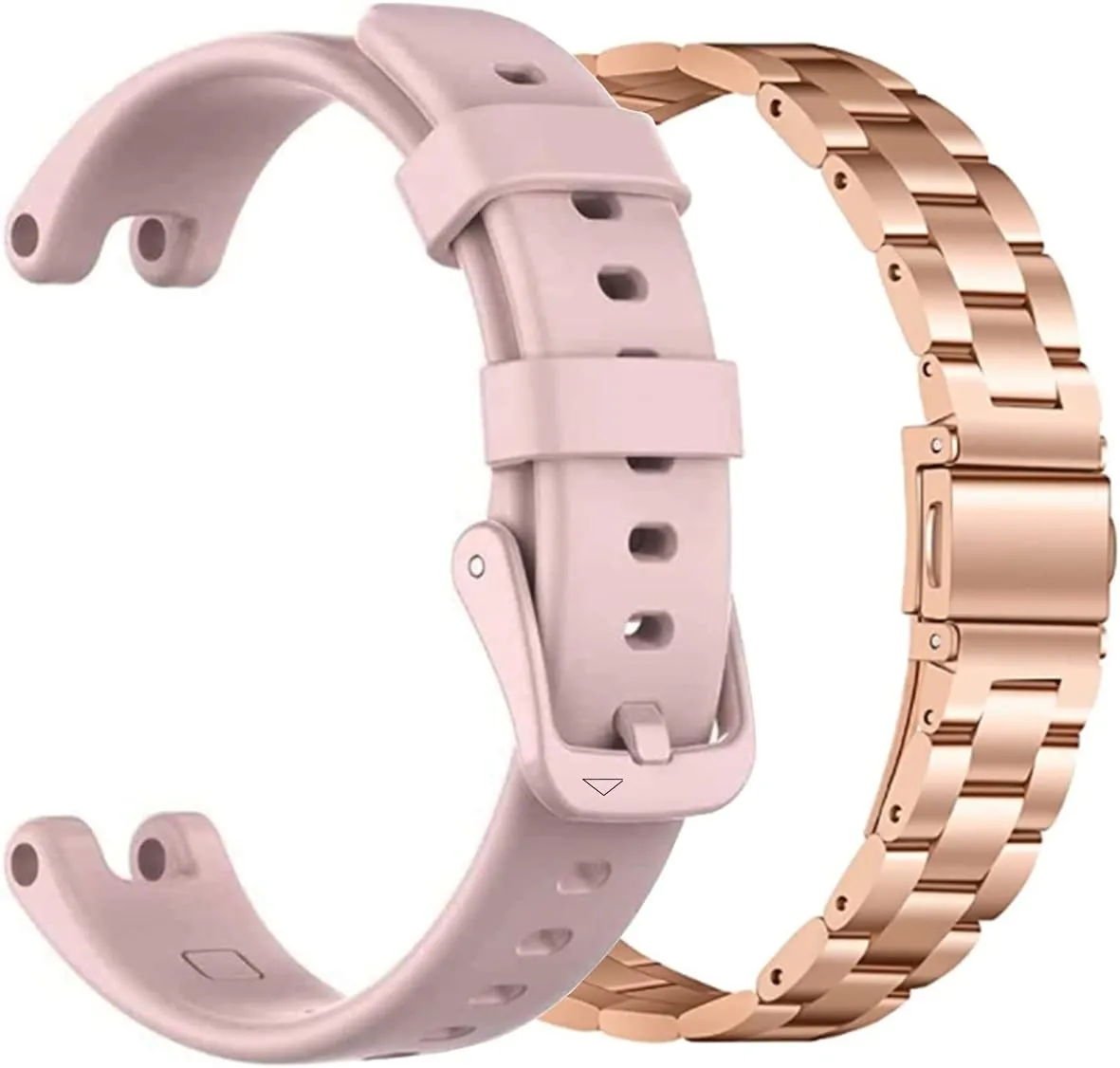 Compatible for Garmin Lily Band, Silicone Sport Strap   Metal Classic Stainless Steel Replacement Slim Accessory Fit for Garmin Lily Smartwatch Women Dressy, Rose Gold Pink