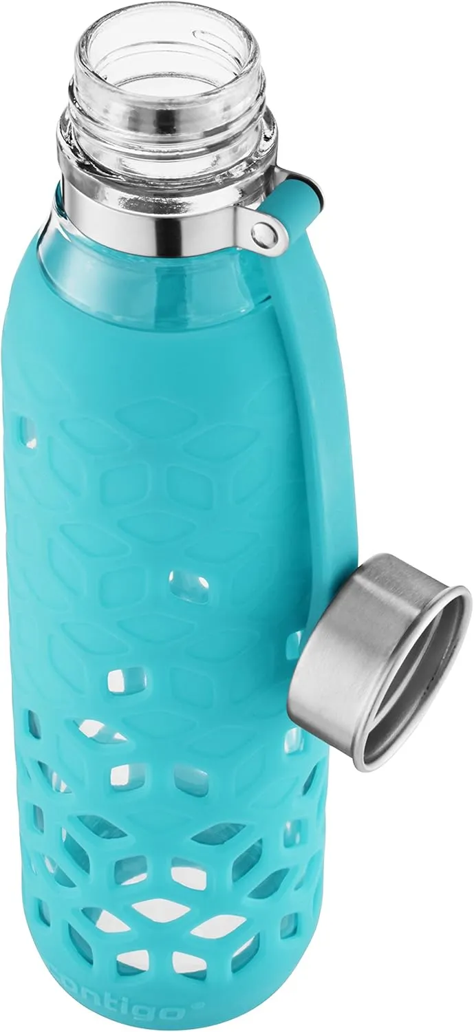 Contigo Purity Glass Water Bottle, 20oz, Scuba