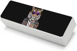 Cool Tiger with Glasses Funny Portable Glasses Case Hard Shell Glasses Cover Box Eyeglasses Protection Pouch