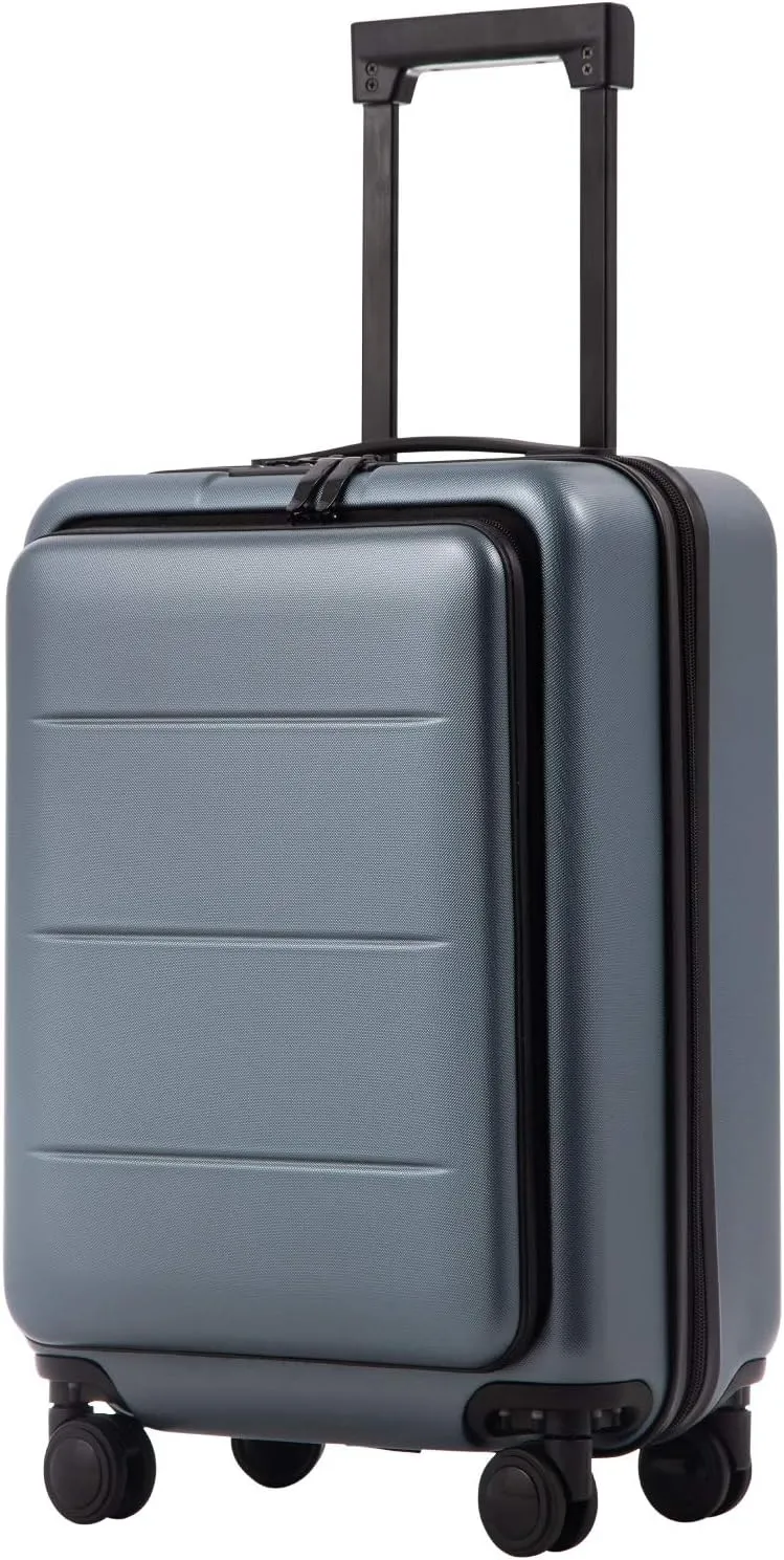 Coolife Luggage Suitcase Piece Carry On ABS PC Spinner Trolley with pocket Compartmnet(Night navy, 20in(carry on))