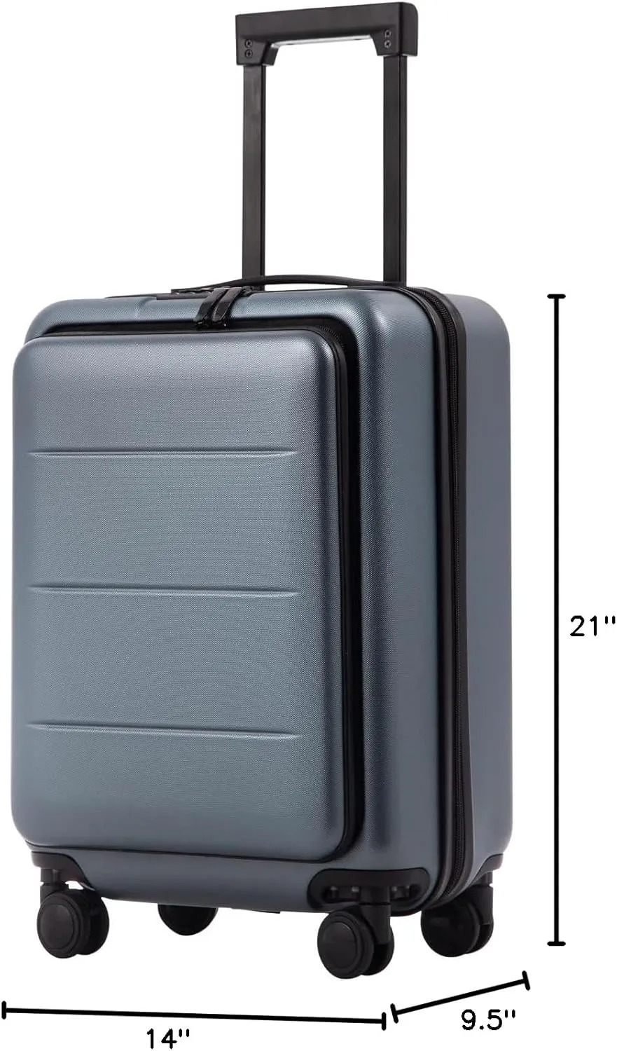 Coolife Luggage Suitcase Piece Carry On ABS PC Spinner Trolley with pocket Compartmnet(Night navy, 20in(carry on))